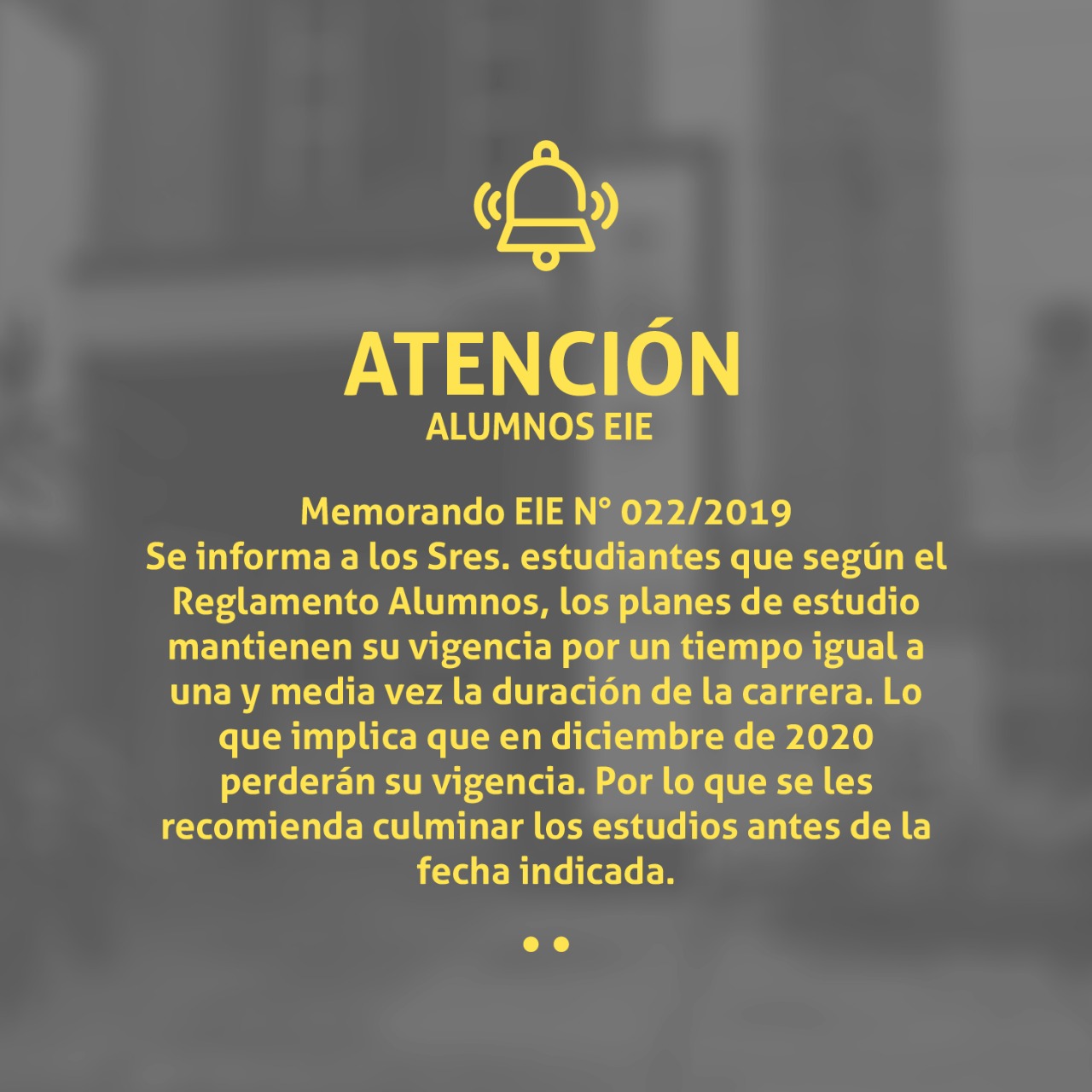 ATENCIÓN: Vigencia de planes de estudio
