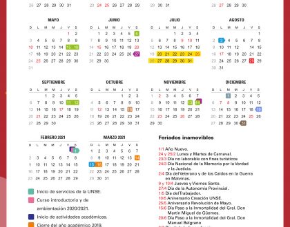 Calendario UNSE 2020