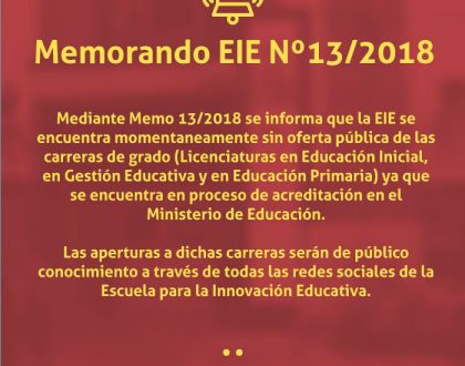 Memorando EIE Nº 13/2018 sobre la Oferta Académica
