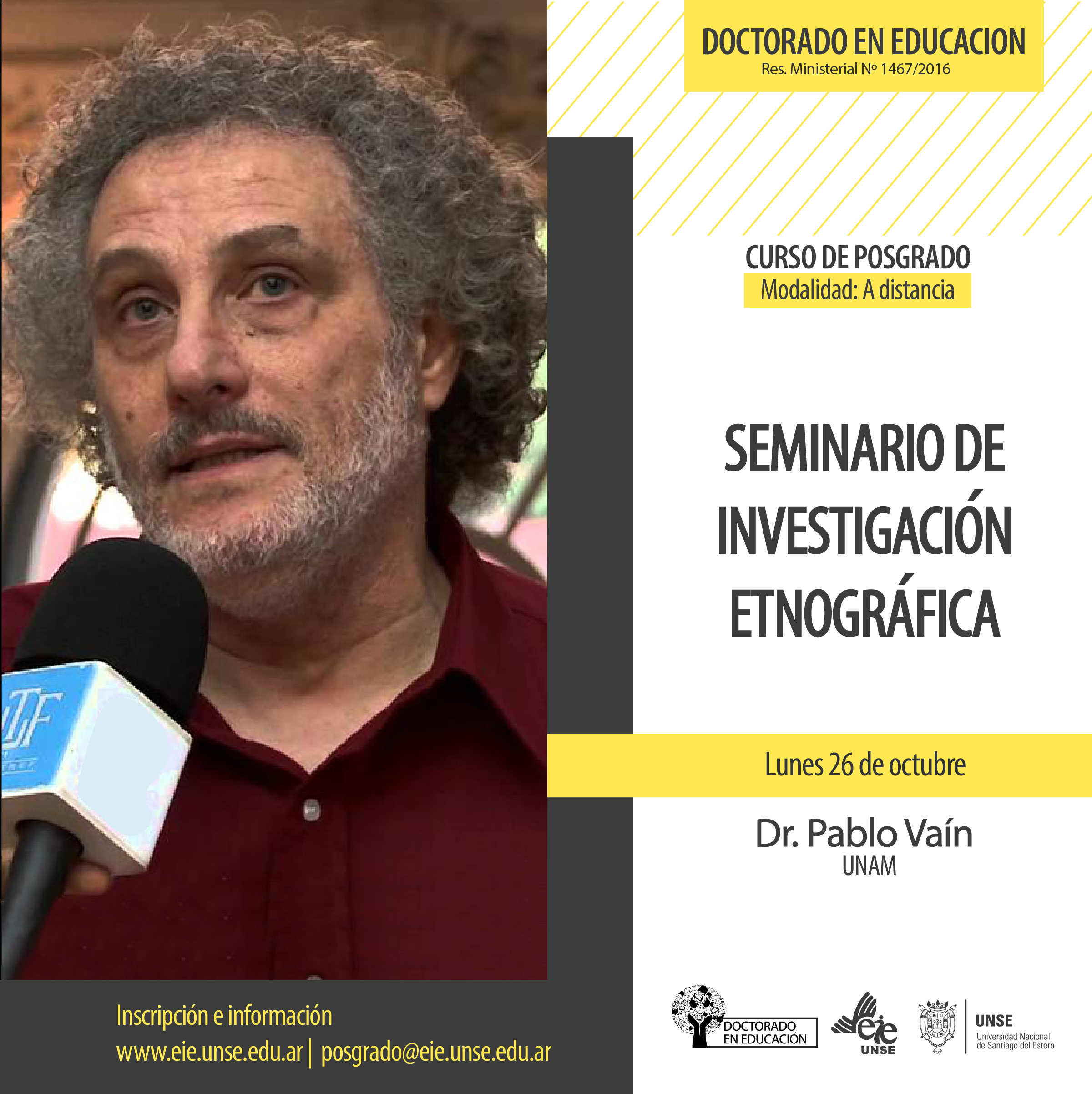 Invitamos al seminario de Investigación Etnográfica dictado por el Dr. Pablo Vaín