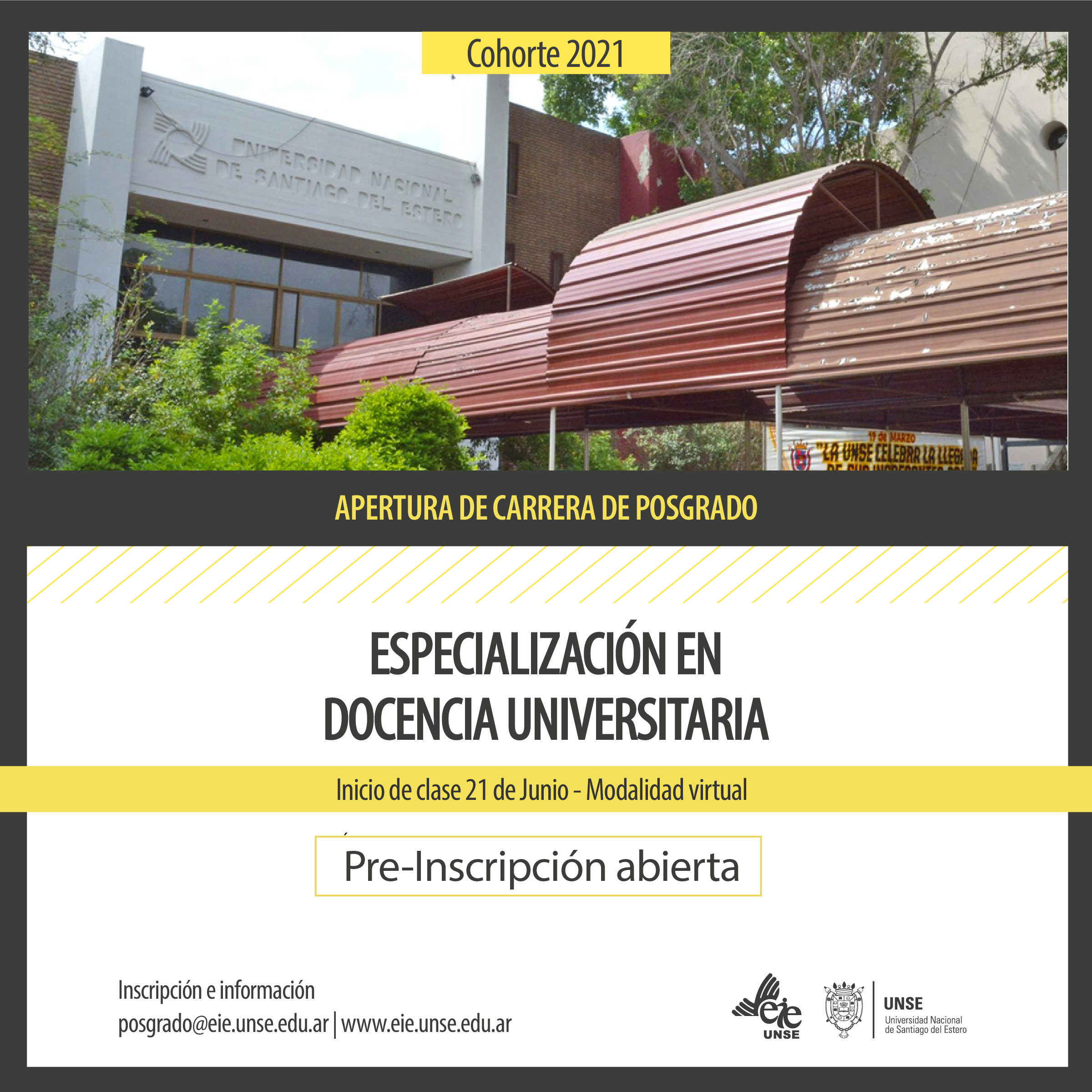 Pre-inscripción abierta a la Especialización en Docencia Universitaria - Cohorte 2021