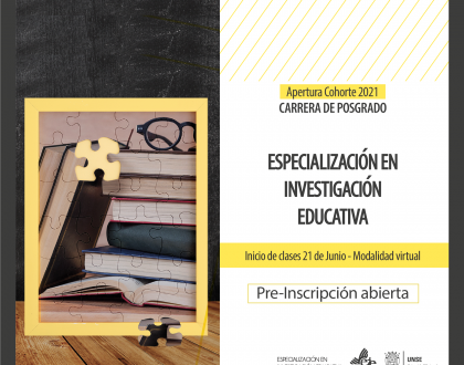 Pre-inscripción abierta a la Especialización en Investigación Educativa - Cohorte 2021