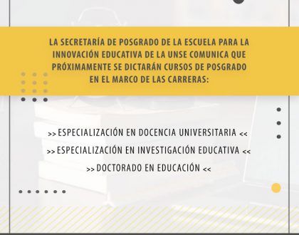 Próximamente comienzan los cursos de posgrado