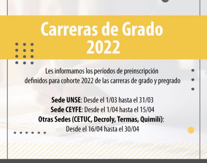 Periodos de Inscripción de las Carreras de Grado 2022