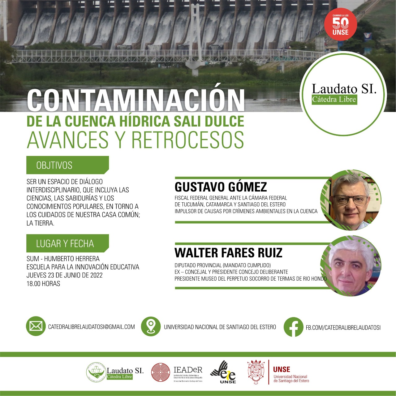 Se realizará el encuentro: "Contaminación de la Cuenca hídrica Salí-Dulce, avances y retrocesos" en el marco de la cátedra Laudato Si.