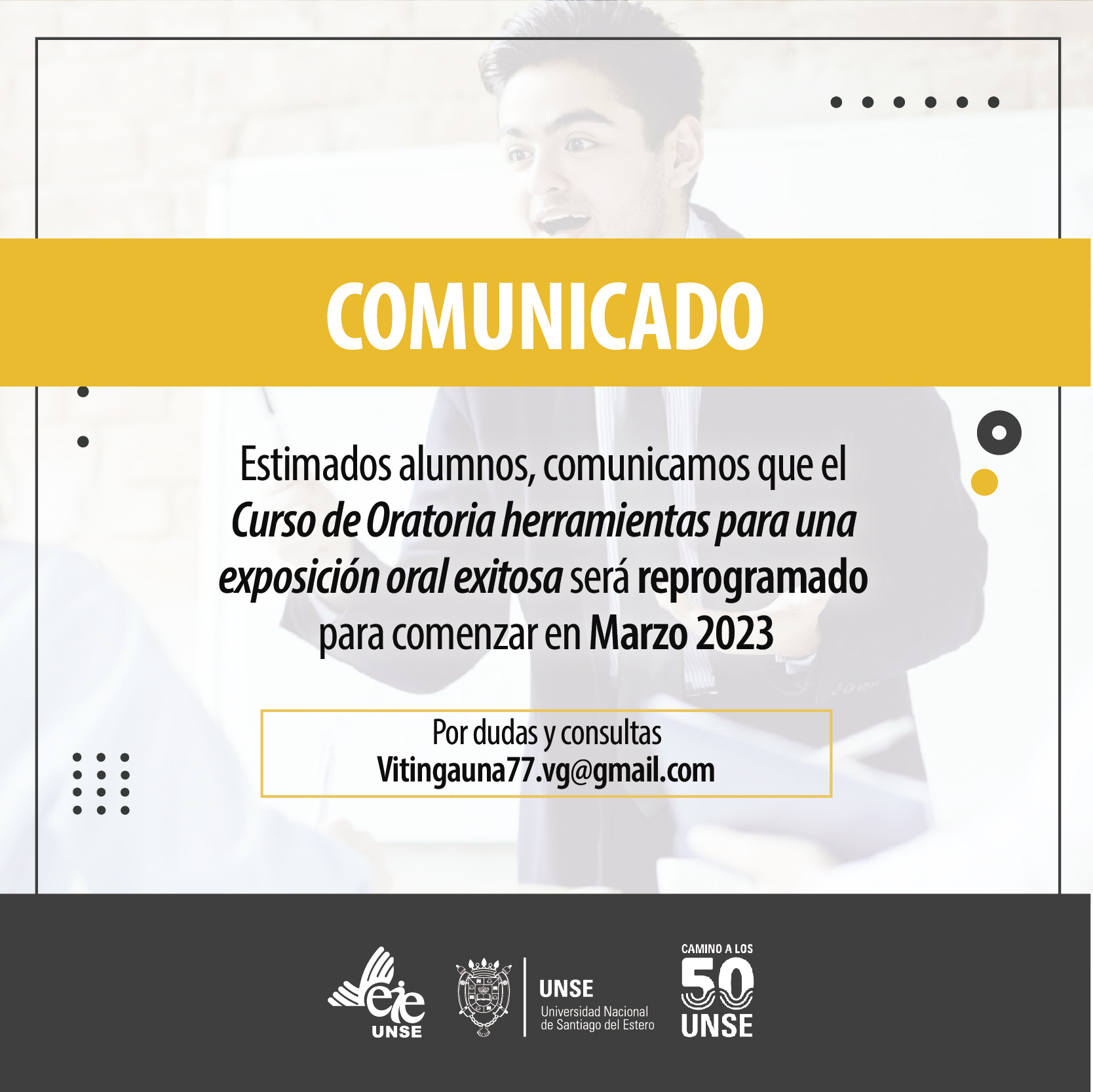 Reprogramamos el Curso de Oratoria