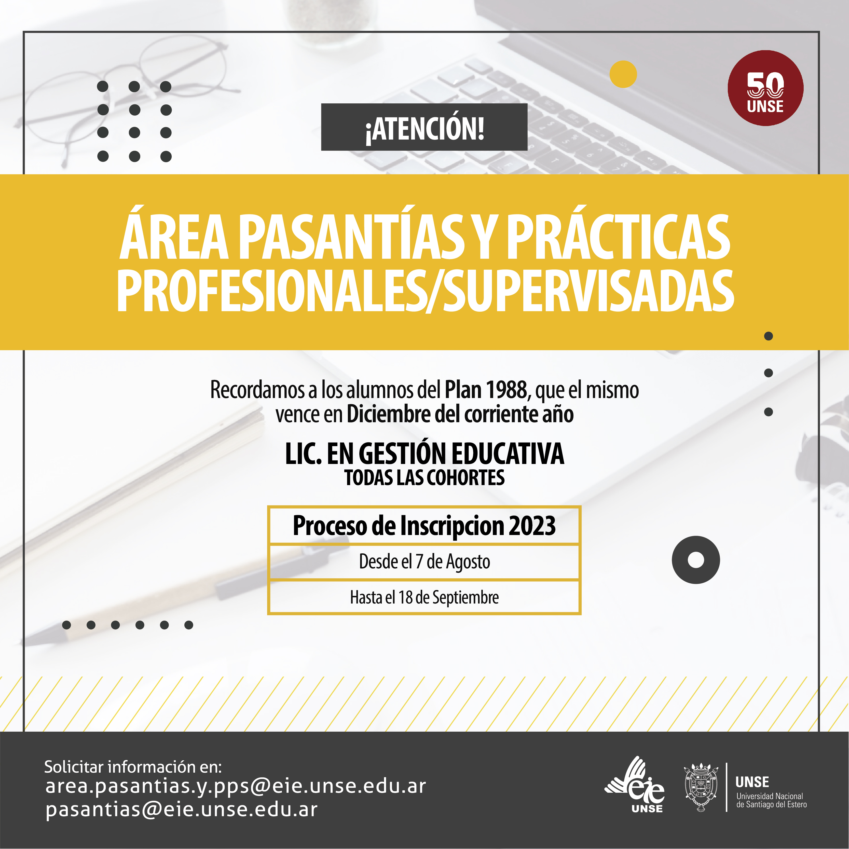 Información del área de pasantías y prácticas supervisadas