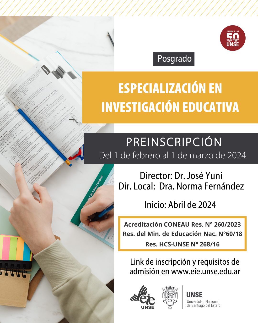 El 1 de febrero inicia la preinscripción para Investigación Educativa