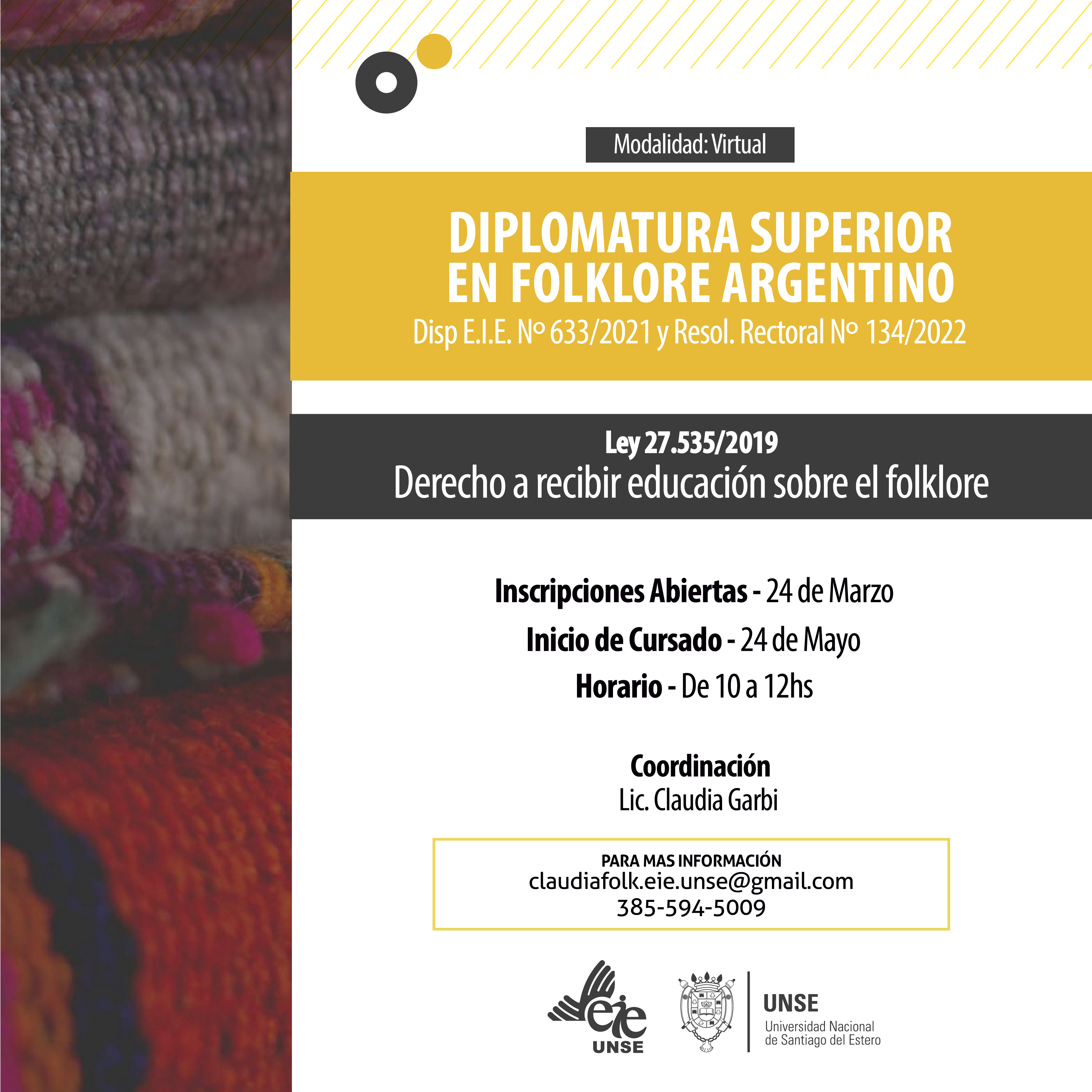 INSCRIPCIONES ABIERTAS A LA DIPLOMATURA SUPERIOR EN FOLKLORE ARGENTINO